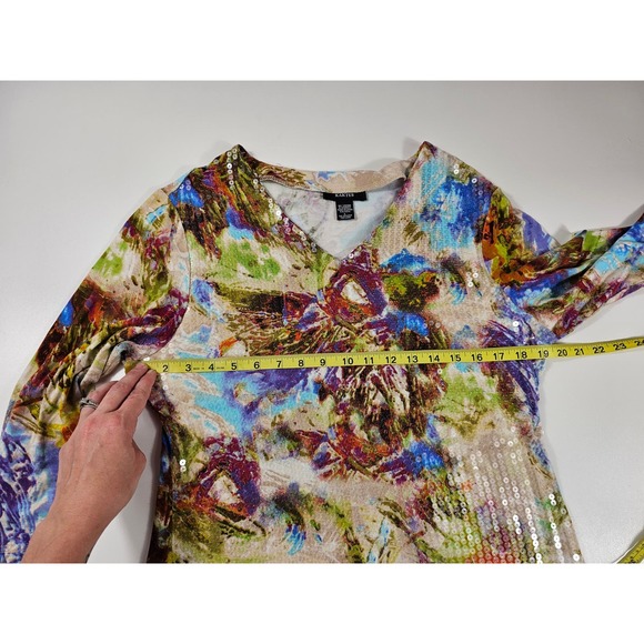 Kaktus women viscose sequin shiny blouse colorful career casual L ^ - Picture 6 of 7